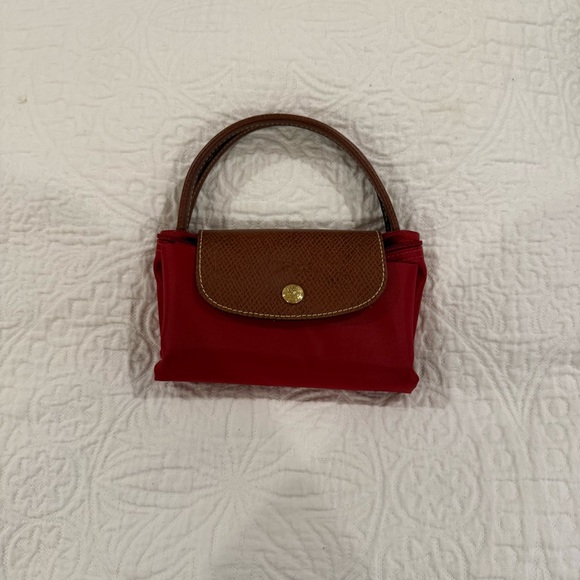 Red Longchamp Le Pliage Small with Short Handles - Picture 2 of 4